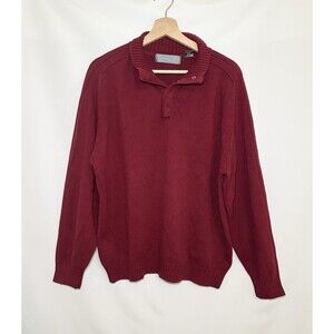 Oscar De La Renta Red Knit Pullover Cotton Sweater Men's‎ MEDIUM